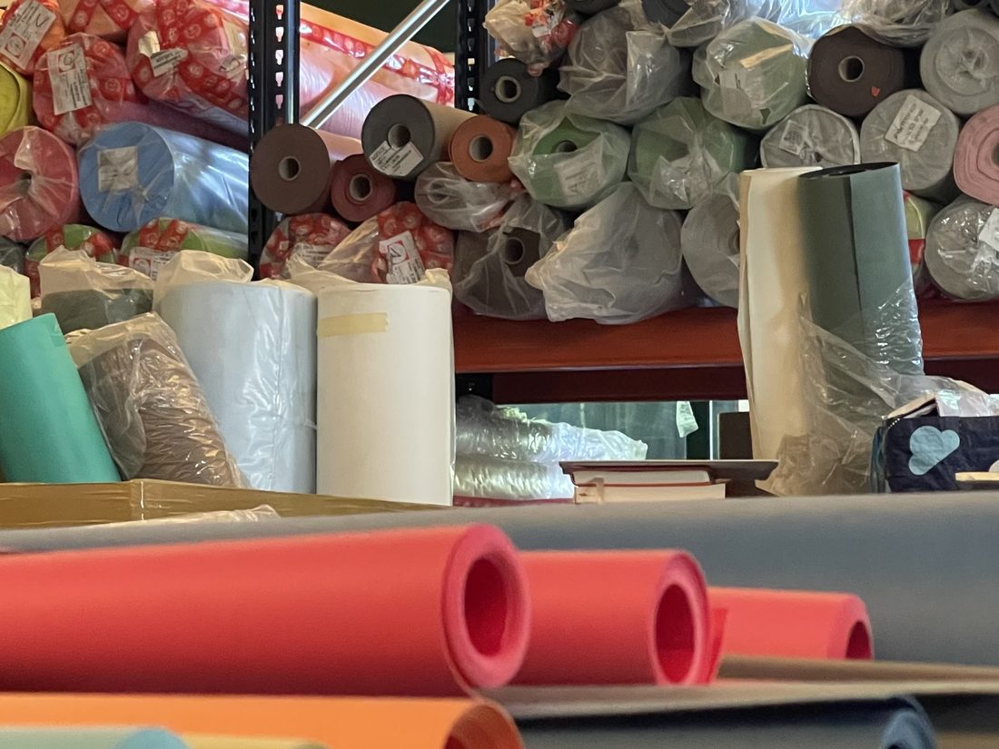 Our material warehouse, stocked and organised